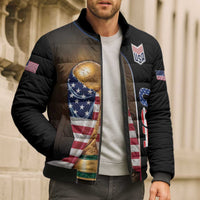 Personalized USA Football 2026 Bomber Puffer Jacket Trophy Flag Pride Art