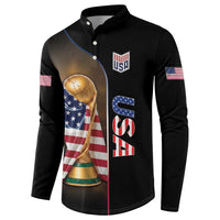 Personalized USA Football 2026 Button Sweatshirt Trophy Flag Pride Art