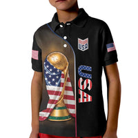 Personalized USA Football 2026 Kid Polo Shirt Trophy Flag Pride Art