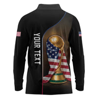 Personalized USA Football 2026 Long Sleeve Polo Shirt Trophy Flag Pride Art