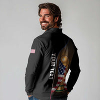 Personalized USA Football 2026 Long Sleeve Polo Shirt Trophy Flag Pride Art