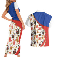 Russian Doll Couples Matching Short Sleeve Bodycon Dress and Hawaiian Shirt Flag Color Style No1 - Wonder Print Shop