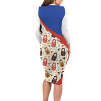 Russian Doll Family Matching Long Sleeve Bodycon Dress and Hawaiian Shirt Flag Color Style No1 - Wonder Print Shop