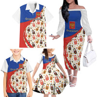 Russian Doll Family Matching Off The Shoulder Long Sleeve Dress and Hawaiian Shirt Flag Color Style No1 - Wonder Print Shop