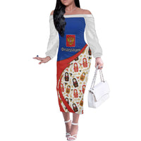 Russian Doll Family Matching Off The Shoulder Long Sleeve Dress and Hawaiian Shirt Flag Color Style No1 - Wonder Print Shop