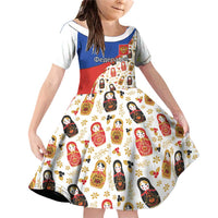 Russian Doll Family Matching Off Shoulder Short Dress and Hawaiian Shirt Flag Color Style No1 - Wonder Print Shop