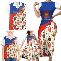Russian Doll Family Matching Short Sleeve Bodycon Dress and Hawaiian Shirt Flag Color Style No1 - Wonder Print Shop