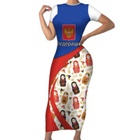 Russian Doll Family Matching Short Sleeve Bodycon Dress and Hawaiian Shirt Flag Color Style No1 - Wonder Print Shop