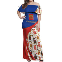 Russian Doll Off Shoulder Maxi Dress Flag Color Style No1 - Wonder Print Shop