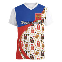 Russian Doll Women V-Neck T-Shirt Flag Color Style No1 - Wonder Print Shop