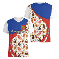 Russian Doll Women V-Neck T-Shirt Flag Color Style No1 - Wonder Print Shop
