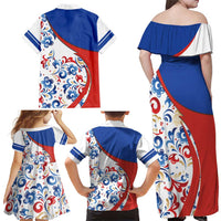 Matryoshka Doll Family Matching Off Shoulder Maxi Dress and Hawaiian Shirt Flag Color Style No2 - Wonder Print Shop