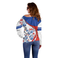 Matryoshka Doll Off Shoulder Sweater Flag Color Style No2 - Wonder Print Shop