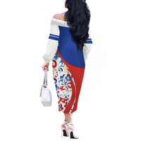 Matryoshka Doll Off The Shoulder Long Sleeve Dress Flag Color Style No2 - Wonder Print Shop