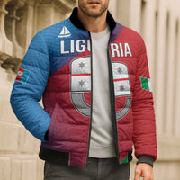 Italy Liguria Bomber Puffer Jacket Emblem With Flag Style - Wonder Print Shop