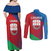 Italy Liguria Couples Matching Off Shoulder Maxi Dress and Long Sleeve Button Shirt Emblem With Flag Style LT19