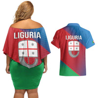 Italy Liguria Couples Matching Off Shoulder Short Dress and Hawaiian Shirt Emblem With Flag Style LT19