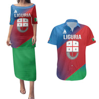 Italy Liguria Couples Matching Puletasi and Hawaiian Shirt Emblem With Flag Style LT19