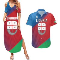 Italy Liguria Couples Matching Summer Maxi Dress and Hawaiian Shirt Emblem With Flag Style LT19