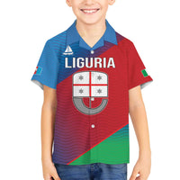 Italy Liguria Family Matching Off The Shoulder Long Sleeve Dress and Hawaiian Shirt Emblem With Flag Style LT19