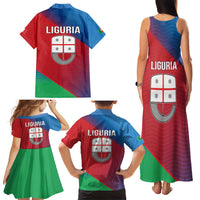 Italy Liguria Family Matching Tank Maxi Dress and Hawaiian Shirt Emblem With Flag Style LT19
