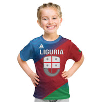 Italy Liguria Kid T Shirt Emblem With Flag Style LT19
