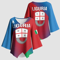 Italy Liguria Kimono Sleeve Blouse Emblem With Flag Style - Wonder Print Shop