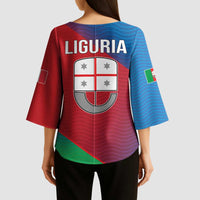 Italy Liguria Kimono Sleeve Blouse Emblem With Flag Style - Wonder Print Shop