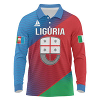 Italy Liguria Long Sleeve Polo Shirt Emblem With Flag Style LT19