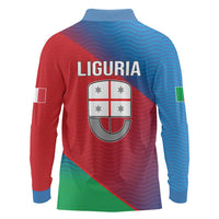 Italy Liguria Long Sleeve Polo Shirt Emblem With Flag Style LT19
