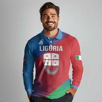 Italy Liguria Long Sleeve Polo Shirt Emblem With Flag Style LT19