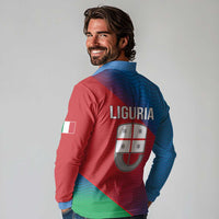 Italy Liguria Long Sleeve Polo Shirt Emblem With Flag Style LT19