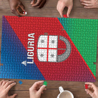 Italy Liguria Puzzle Emblem With Flag Style - Wonder Print Shop