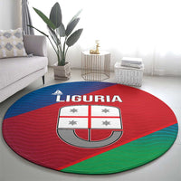 Italy Liguria Round Carpet Emblem With Flag Style - Wonder Print Shop