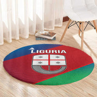 Italy Liguria Round Carpet Emblem With Flag Style - Wonder Print Shop