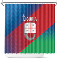 Italy Liguria Shower Curtain Emblem With Flag Style - Wonder Print Shop