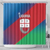 Italy Liguria Shower Curtain Emblem With Flag Style - Wonder Print Shop