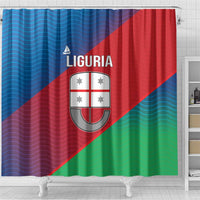 Italy Liguria Shower Curtain Emblem With Flag Style - Wonder Print Shop
