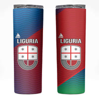 Italy Liguria Skinny Tumbler Emblem With Flag Style - Wonder Print Shop