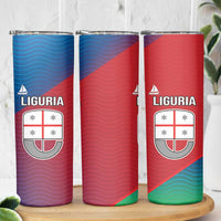 Italy Liguria Skinny Tumbler Emblem With Flag Style - Wonder Print Shop