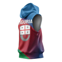 Italy Liguria Sleeveless Hoodie Emblem With Flag Style - Wonder Print Shop