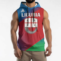 Italy Liguria Sleeveless Hoodie Emblem With Flag Style - Wonder Print Shop