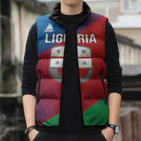 Italy Liguria Sleeveless Puffer Jacket Emblem With Flag Style - Wonder Print Shop