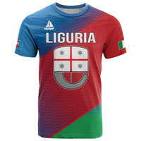 Italy Liguria T Shirt Emblem With Flag Style LT19