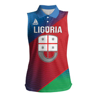 Italy Liguria Women Sleeveless Polo Shirt Emblem With Flag Style LT19