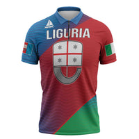 Italy Liguria Zipper Polo Shirt Emblem With Flag Style - Wonder Print Shop