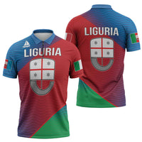 Italy Liguria Zipper Polo Shirt Emblem With Flag Style - Wonder Print Shop