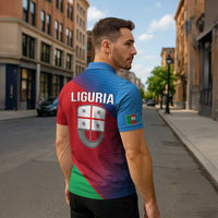 Italy Liguria Zipper Polo Shirt Emblem With Flag Style - Wonder Print Shop