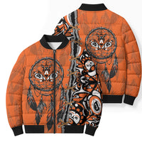 Canada Indigenous Orange Shirt Day Bomber Puffer Jacket Haida Dreamcatcher Art