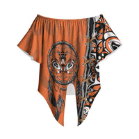 Canada Indigenous Orange Shirt Day Off Shoulder Wrap Waist Top Haida Dreamcatcher Art